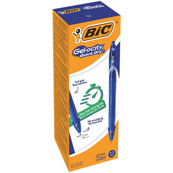 Bic Gel-ocity Quick Dry Ink Rollerball Pen Blue PK12