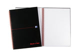 Black n Red A4 Wirebound Hardback Notebook 5mm Quad PK5