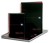 Black n Red A4 Wirebound Hardback Notebook 5mm Quad PK5