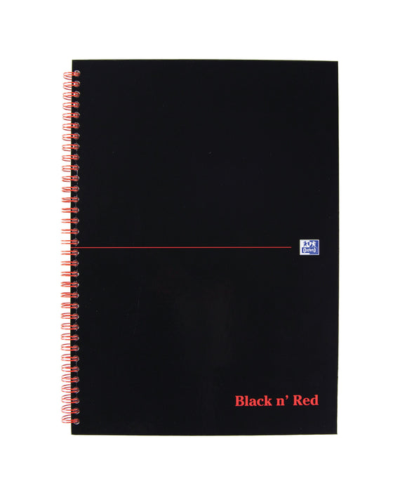 Black n Red A4 Wirebound Hardback Notebook 5mm Quad PK5