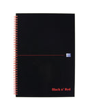Black n Red A4 Wirebound Hardback Notebook 5mm Quad PK5