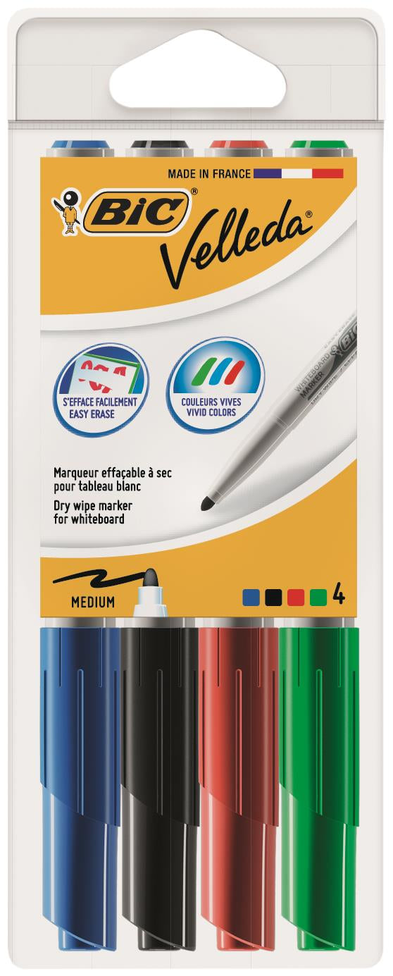 Bic Velleda Whiteboard Marker 1741 Bullet Assorted PK4