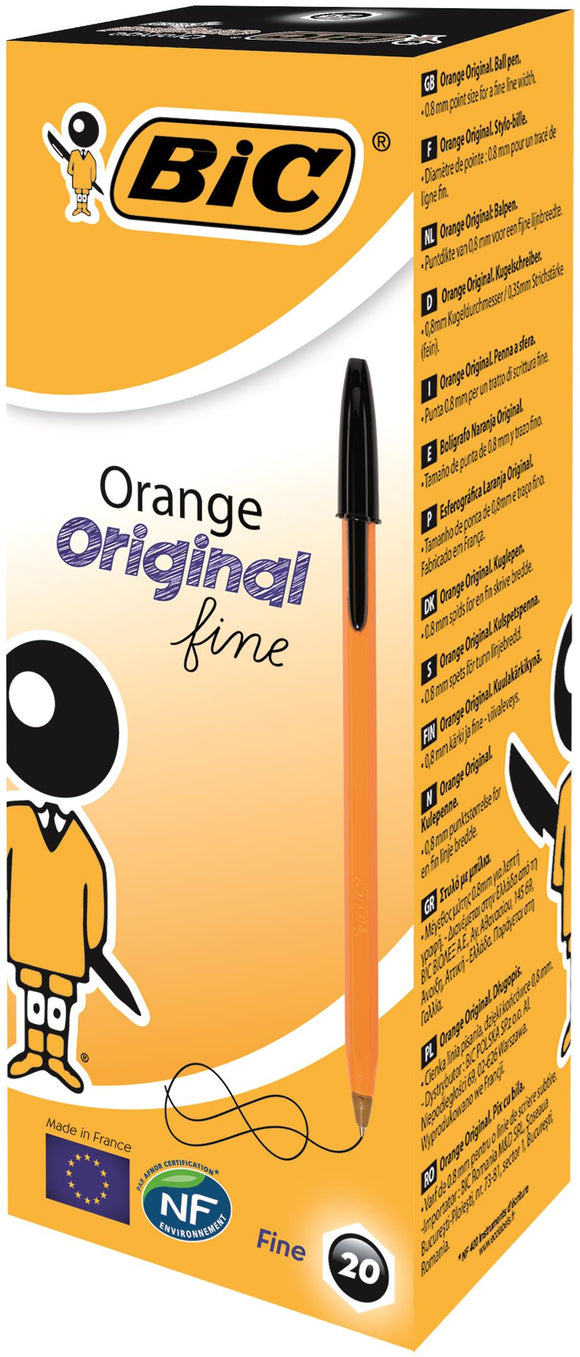 Bic Orange Ball Pen Fine Black PK20