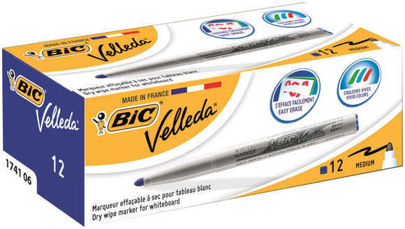 Bic Velleda 1741 Bullet Tip Whiteboard Marker Blue (Pack 12)