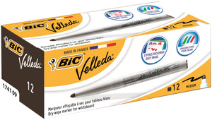 Bic Velleda Whiteboard Marker 1741 Bullet Black PK12