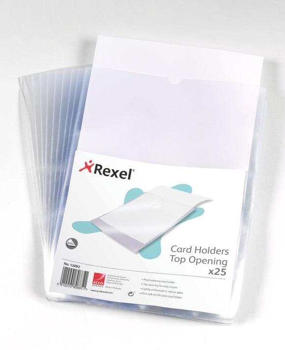 Rexel Card Holder Top Opening Wipe-Clean A4 12092 (PK25)