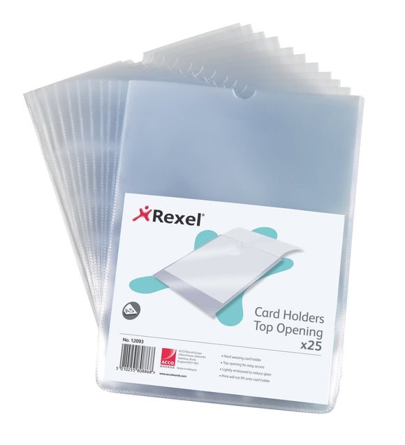 Rexel Card Holder Top Opening Wipe-Clean A5 12093 (PK25)