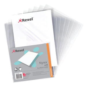 Rexel Nyrex Folder Cut Back A4 Clear 12121 (PK25)