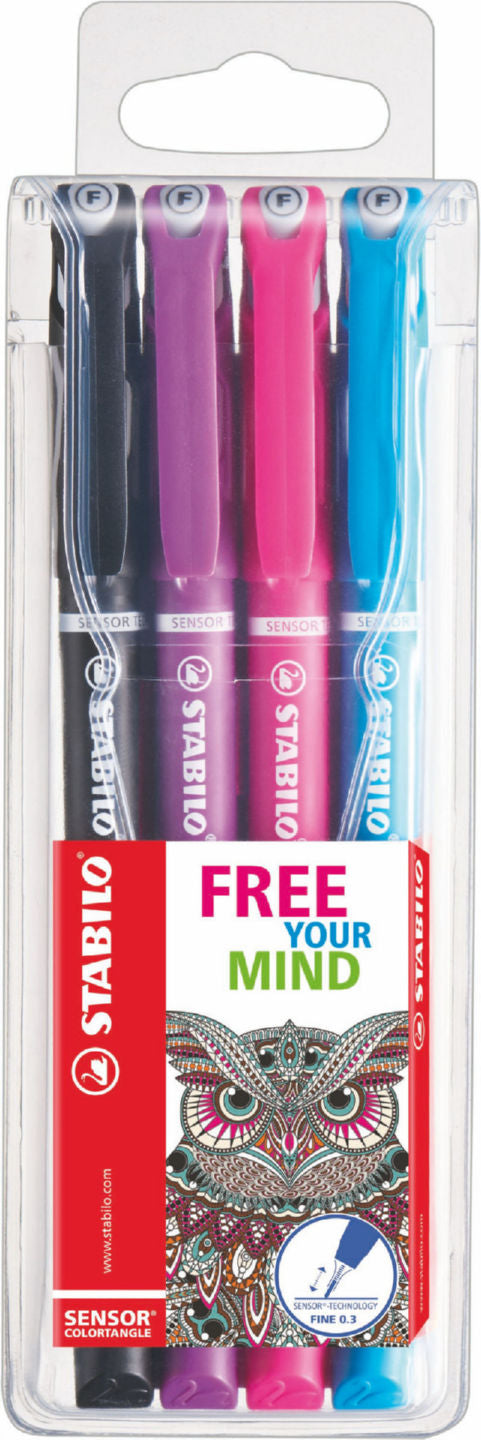 Stabilo Sensor Fineliner Assorted (Pack 4)
