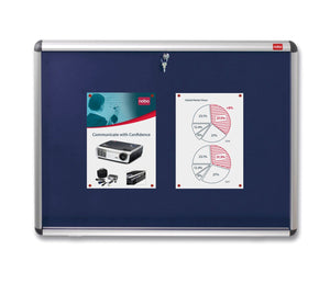 Nobo A1 Lockable Internal Felt Display Case Blue