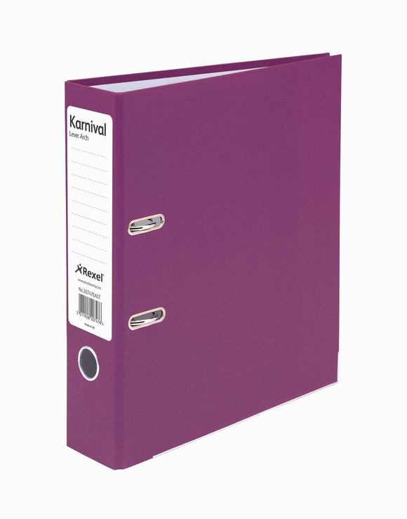 Rexel Karnival Lever Arch File Slotted A4 Purple PK10