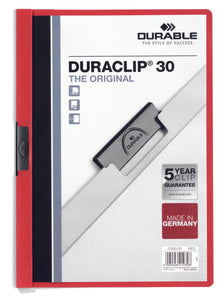 Durable Duraclip 30 Report File 3mm A4 Red 220003 (PK25)