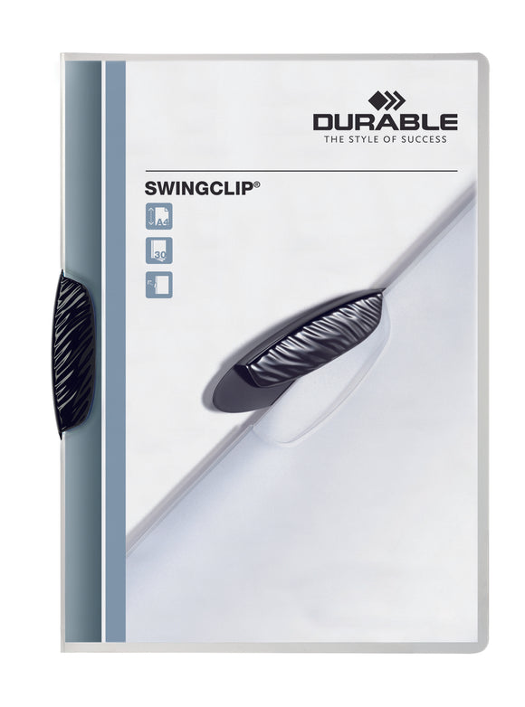 Durable Swingclip Report Folder 30 Shts A4 Blk 226001 (PK25)