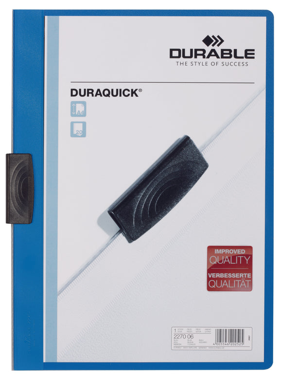 Durable Duraquick Clip Folder 20 Sheets A4 Blue 227006(PK20)