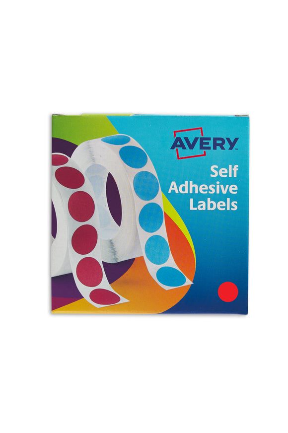 Avery Labels in Disp Round 19mm DIA Red 24-506 (1120 Labels)
