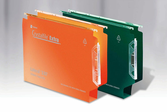 Rexel Crystalfile Extra Lateral File 30mm Green PK25