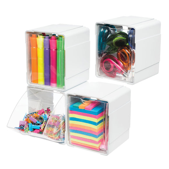 4 Piece Single Tilt Bin White