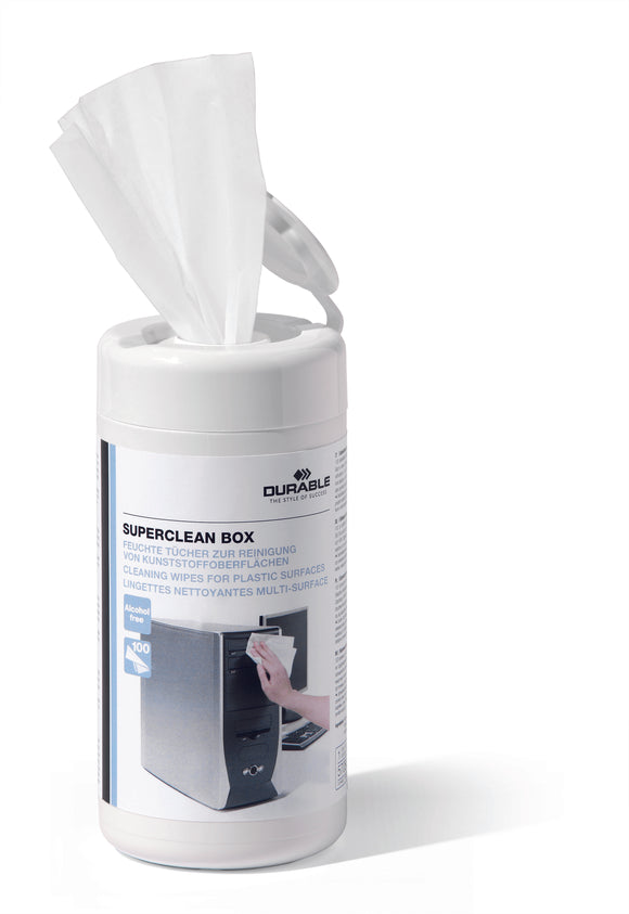 Durable Superclean Plastic Surface Wipes 570802 (100 Wipes)