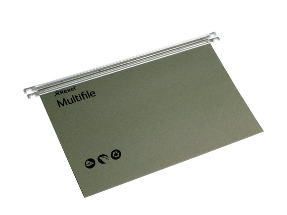 Rexel Multifile Foolscap Suspension File 15mm Green PK50