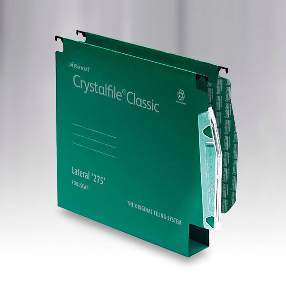 Rexel Crystalfile Classic Lateral 275 File 30mm Green PK50