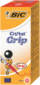 Bic Cristal Grip Ballpoint Penn Red (Pack 20)