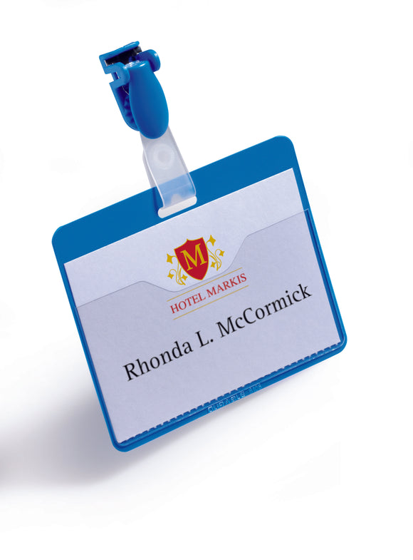 Durable Name Badge with Clip 60x90mm Blue 810606 (PK25)