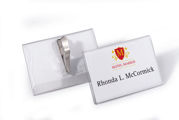 Durable Name Badge with Crocodile Clip 55x90mm 8111 (PK25)