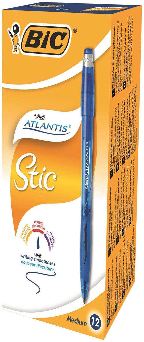 Bic Atlantis Stic Broad Cushion Grip Ballpoint Pen BL PK12