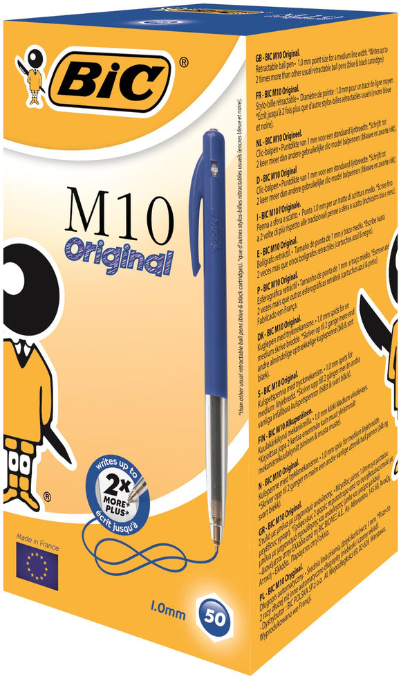 Bic M10 Clic Retractable Medium 1.0mm Blue PK50