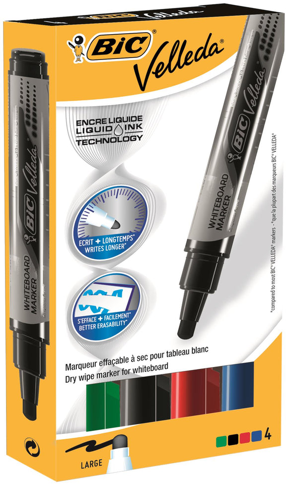 Bic Velleda Liquid Ink Pocket Whiteboard Markers Astd PK4