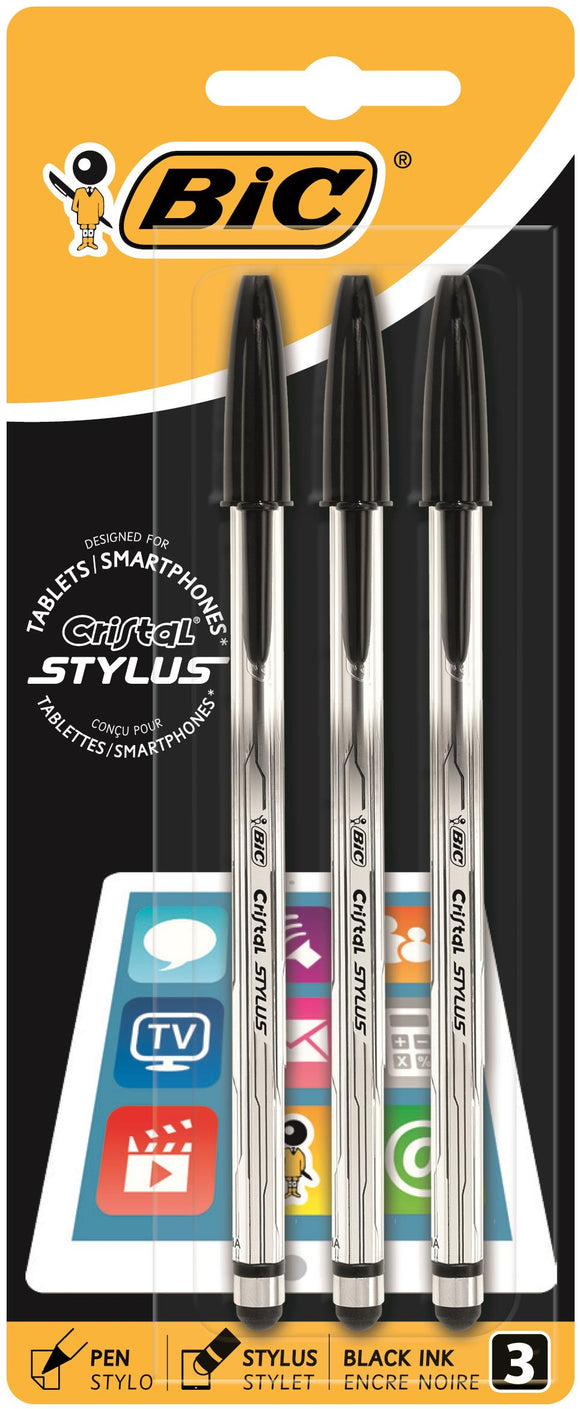 Bic Cristal 2-in-1 Stylus Pen PK3