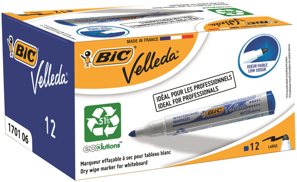 Bic Velleda Whiteboard Marker 1701 Blue PK12