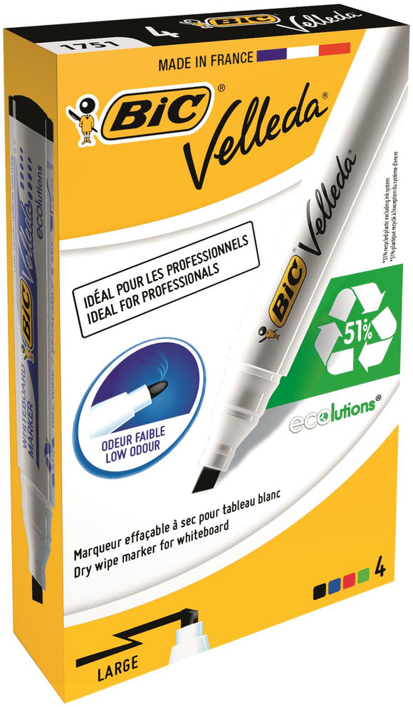 Bic Velleda Whiteboard Marker 1751 Assorted PK4