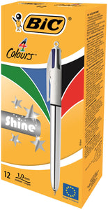 Bic 4 Colours Shine Retractable Ballpoint Pen (PK 12)