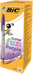 Bic Cristal Fun Ballpoint Pen 0.6mm Line Purple PK20