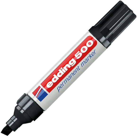 Edding 500 Permanent Marker Chisel Tip 2-7mm Line Black PK10