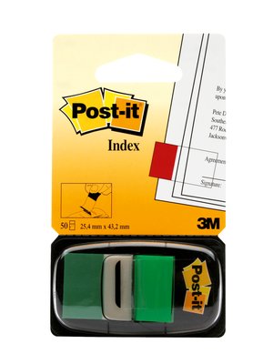 Post-it Index Flags 25mm 50 Tabs Green PK12