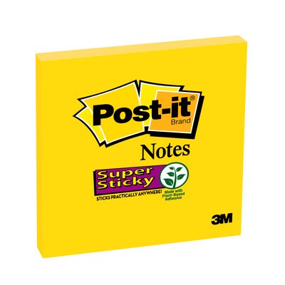 Post-it Yellow Super Sticky Notes 76x76mm 654-S6 PK6