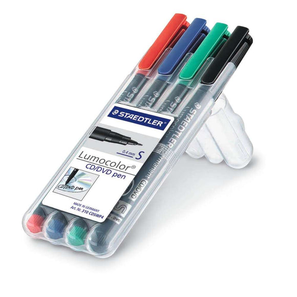 Staedtler 310 Lumocolor Cd/Dvd Marker 0.4mm Assorted PK4