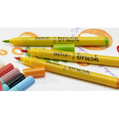 Berol Colour Brush Pens Assorted PK12