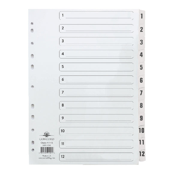 Concord Classic Index Set 1-12 Clear Mylar CS12