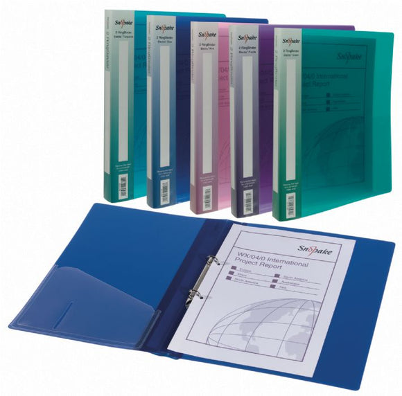 Snopake Executive Ring Binder 2-Ring A4 Electra Astd PK10