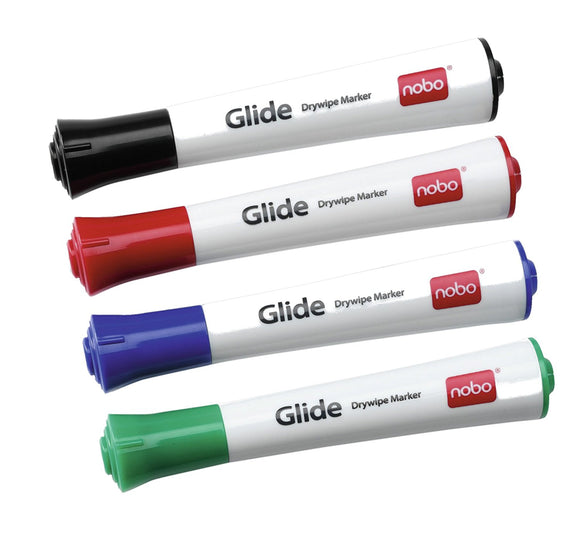 Nobo Glide Dry Marker Assorted Standard Tip 1902096 (PK4)