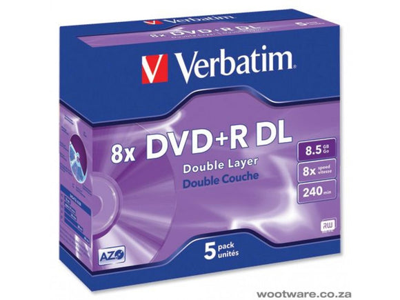 Verbatim 8X DVD Plus R Double Layer 5 Pack