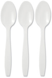 Value Dessert Spoons Plastic White (Pack 100)