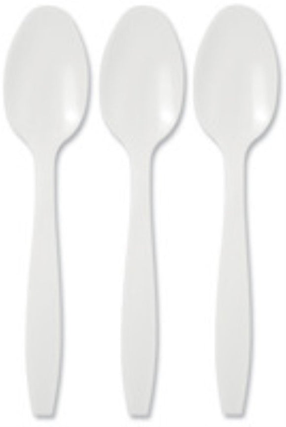 Value Dessert Spoons Plastic White (Pack 100)