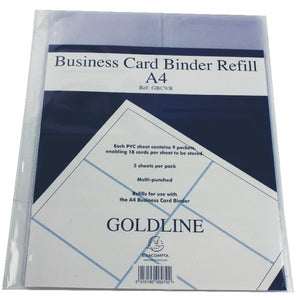 Goldline Business Card Binder Refill A4 GBC9/RZ (PK5)