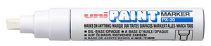 Uni Paint Marker Broad Chisel Tip White PK6