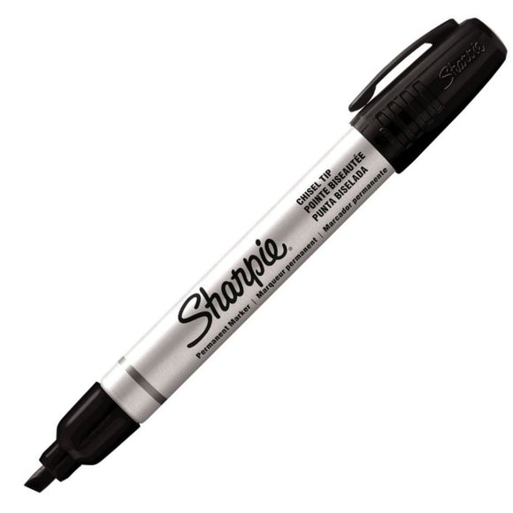 Sharpie Metal Barrel Perm Marker Small Chisel Tip Black PK12