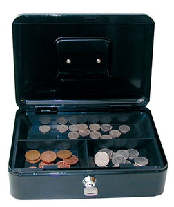 Value 25cm (10 Inch) Key Lock Metal Cash Box Black